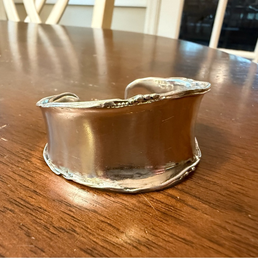 Silver and White Cuff Bracelet